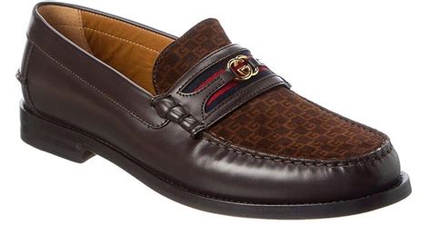 brown gucci loafers men|men's loafer with interlocking g.